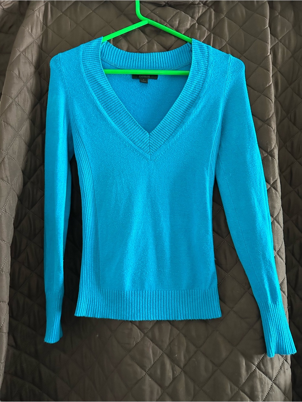 Express Turquoise V-Neck Women's Sweater